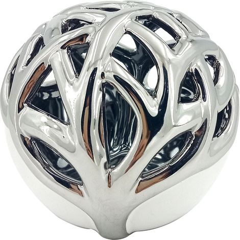 Signes Grimalt Figura De Sobremesa Decoracion  Bola Decorativa Árbol Vida Jarrones Y Portavelas Plateado 9x9x9cm 31540