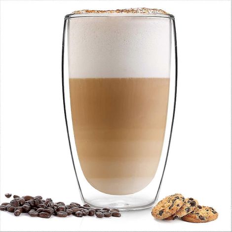 Verres à Latte Macchiato au design innovant (1 x 450 ml) - Verres à double paroi en verre borosilicate (1/5)