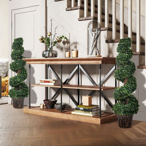 Ensemble de 2 plantes artificielles de buis en spirale pour intérieurs et extérieurs avec pot, Ø32x120 cm, Vert (1/5)
