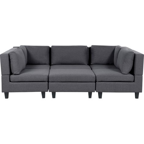 Sofá modular moderno 5 plazas tapizado tela poliéster respaldo acolchado con otomana forma de U gris oscuro Unstad