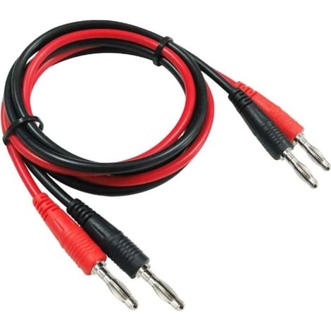 2Pcs P1041 4mm fiche Banane à fiche Banane multimètre cable de Test électronique rallonge de Test - Rouge + Noir (1/5)
