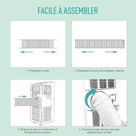 Tuyau D'Evacuation - PP Flexible - Diamètre 130 mm - Longueur Extensible 150 cm - Pour Climatiseur Mobile (1/5)
