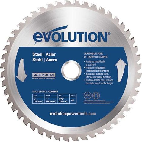 Evolution Mild Steel Cutting Circular Saw Blade 230 x 25.4mm x 48T