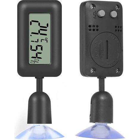 Hygromètre numérique LCD avec thermomètre et rétroéclairage pour terrarium à reptiles, serre, incubateur (noir) (1/5)
