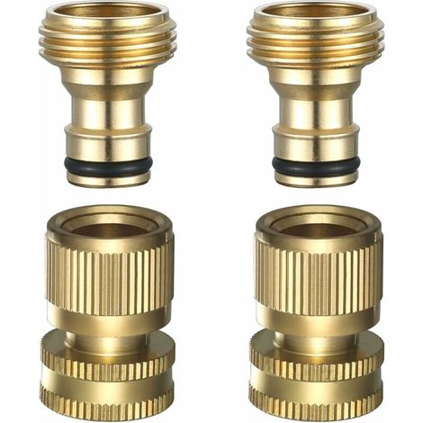 Tubo da giardino a sgancio rapido - Raccordi per tubo da giardino a sgancio rapido, attacco rapido per tubo dell'acqua in ottone massiccio, 3/4" GHT, 2 set