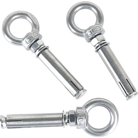 Boulons d'expansion M8 x 80 mm, manchon en acier inoxydable 304, ancrages à œil pour béton, vis à expansion, goujons, lot de 5 (1/4)