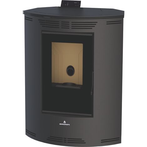 BRONPI - Estufa de Pellet De Rincón Color Negro Modelo PRINCESA-NE de 12 kW (1/5)