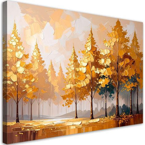 Tableau déco Arbres dorés Paysage forestier 100x70 (1/4)