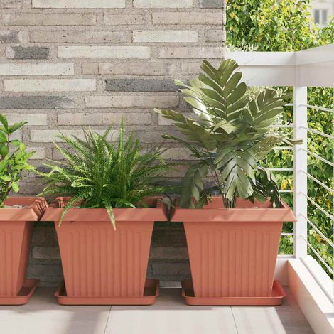 Quadratischer Blumentopf 6 pcs Ziegelrot 43 x 43 x 33,5 cm