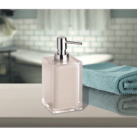 Distributeur de savon liquide carré à poser VISTA en résine 250ml-Beige-Beige-7.00 -- (1/3)