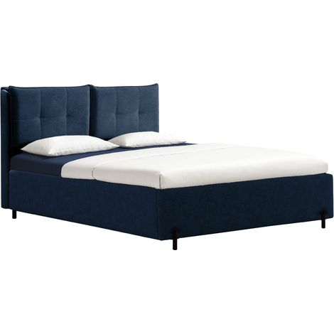 Selsey Belleo – Polsterbett 160x200 mit klappbaren Rückenkissen, wasserfester Chenille und Stauraum, Nachtblau