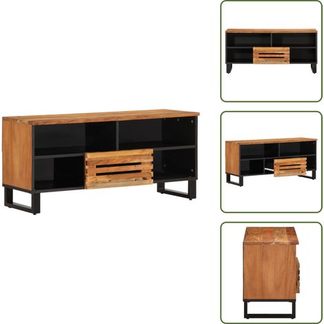 Mobile TV con Scomparti - vidaXL Mobile Porta TV 100x34x46 cm in Legno Massello di Acacia - Mobile TV con Spazio Portaoggetti