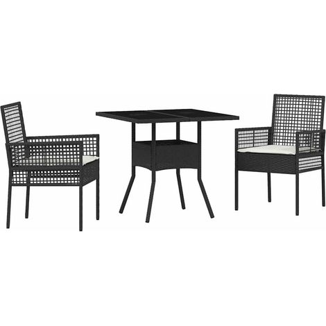 Maison Exclusive - Garten Essgruppe 3 pcs Schwarz Poly-Rattan