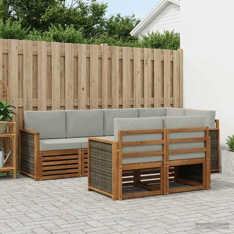 vidaXL Ecksofa Set mit Kissen 6 pcs Natürlich und Hellgrau (1/5)