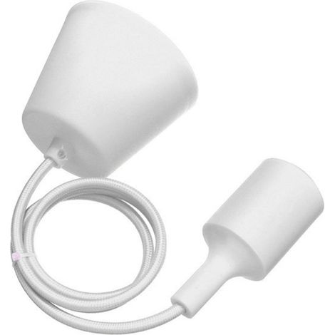 Trade Shop - Pendente Bianco Rivestito A Soffitto Portalampada Lampada Moderno Design E27 -