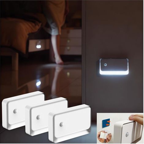 Bewegungsmelder-Nachtlicht, 3er-Set, USB-C-wiederaufladbar, 6000K weißes Licht, Helligkeit einstellbar, ideal für Treppenhäuser und Flure. (1/4)