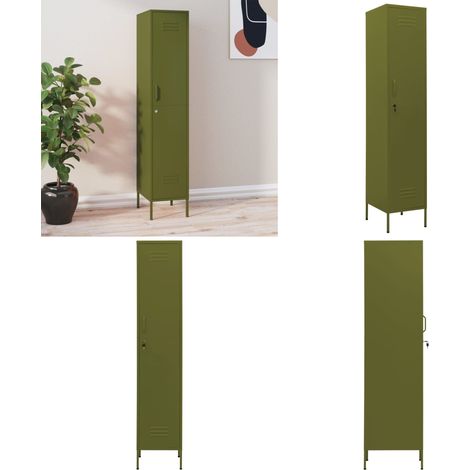 Schließfachschrank Olivgrün 35x46x180 cm Stahl - Schliessfachschrank - Metallschrank - Garderobe - Büroorganisation - Aufbewahrungsbox - Home & Living