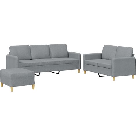 Ensemble de Canapé  Sofas 3 pcs avec coussins Gris clair Tissu (1/5)