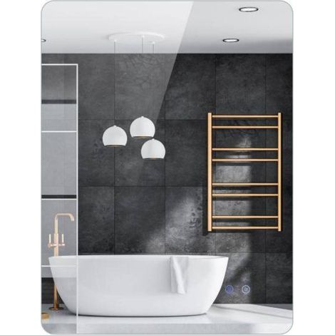 Reflet Parfait Miroir LED Salle de Bain 80x60 cm Antibuée Rétroéclairé Tactile 3 Couleurs Pose Verticale et Horizontale (1/5)