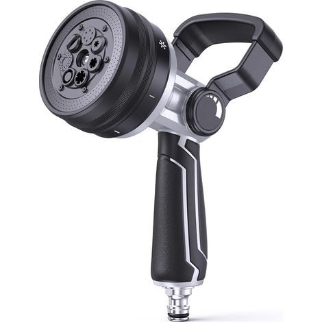 Metal Watering Gun, 7 Watering Modes, Powerful Water Flow, Hose Sprayer for Watering and Cleaning the Garden, Black (1/5)