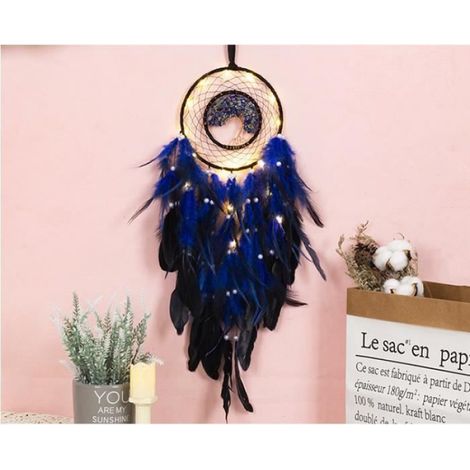 Attrape-rêves - - Arbre de Vie - Plumes Bleues - 68cm - Décoration Murale (1/4)