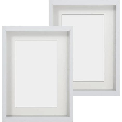 Bilderrahmen 3D A4 Echtglas 3cm Tiefe Weiß 2er A4 für 15x20 cm (1/5)