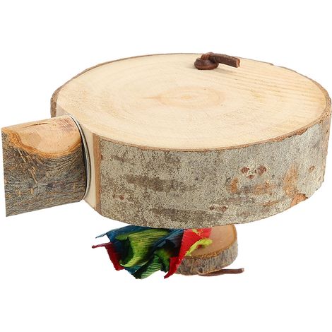 Plateforme ronde en bois naturel épais et robuste pour perchoir de cage à perruches ondulées (taille M). (1/5)