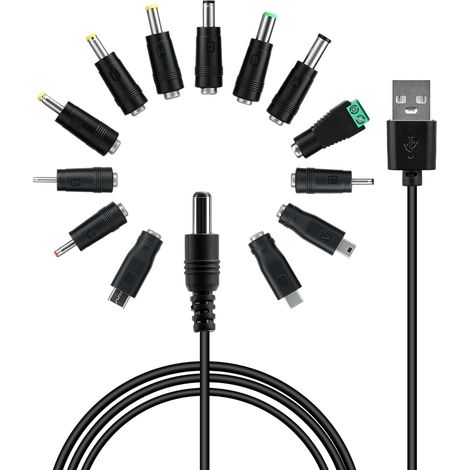Câble USB vers DC 5V, Chargeur Multi Embout 13 en 1, Prise CC Universel (1/5)