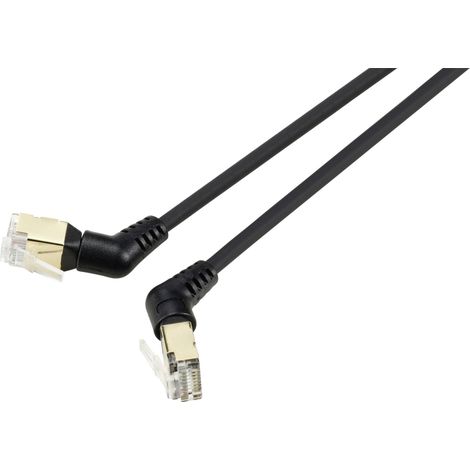Renkforce RF-6071556 RJ45 Câble réseau, câble patch CAT 8.2 S/FTP 2.00 m noir Contacts enfichables orientables à 360°, Câble de sortie coudé 1 V234463 (1/3)
