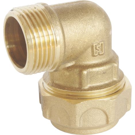 Raccord laiton coudé Serrage Extérieur pour tube PE Ø25 mm - Mâle 3/4 (1/2)