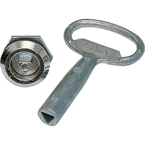 Serrure triangle mâle 7mm chromée avec 1 clé pour coffret et armoire quadro4-5 HAGER FZ450