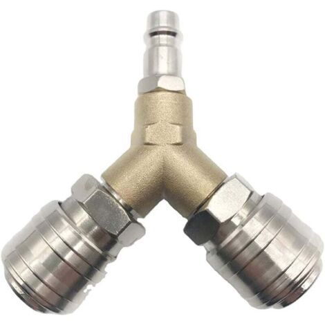 Pair Schnellkupplungs-Druckluft-Y-Verteiler, 1/4\"-Anschluss mit 3-Wege-Kupplung und Außengewinde -