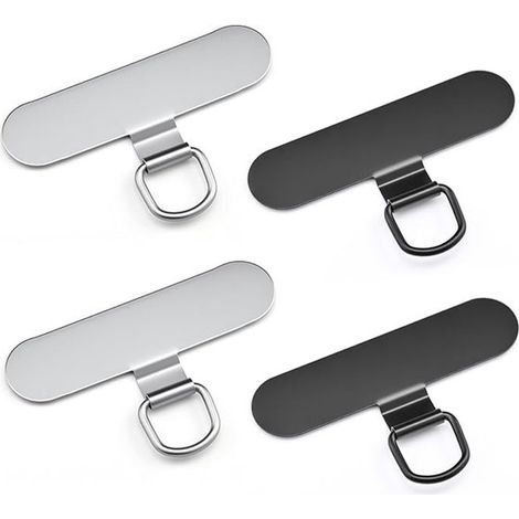Ensemble de 4 autocollants pour téléphone : plaque de fixation, support, cordon, autocollant pour ligne téléphonique. Dimensions : 4,8 x 2,8 cm. Alliage. Coloris : argent/noir. (1/5)