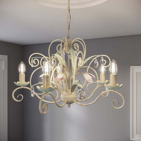 Lustre chandelier Luce crème 5xE14 cristal Luminex