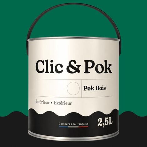 Peinture Bois Extérieur – POK BOIS - 2,5L - RAL 6016 - Vert turquoise- Résistante aux intempéries - Ne s'écaille pas