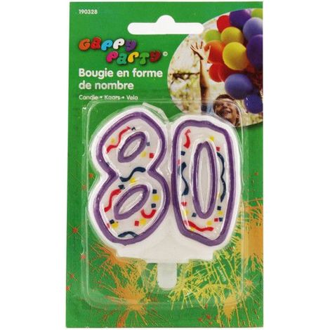 Bougie anniversaire nombre 80 (1/2)