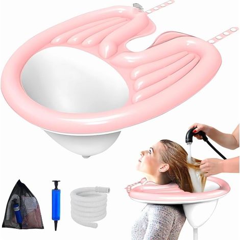 Vaschette gonfiabili per shampoo con pompa di gonfiaggio a tubo per lavaggio dei capelli mobile e senza fuoriuscite, lavaggio dei capelli a letto per anziani e disabili (1/5)