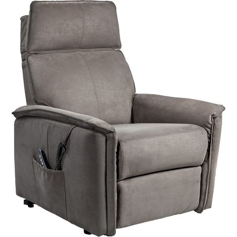 BRIAN - Fauteuil Relax Electrique Suédine Gris (1/5)