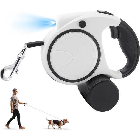Retractable Dog Leash with Stop Button and Reflective Stitching, Dog Leads up to 50 g for Walking Training (Black) (1/5)