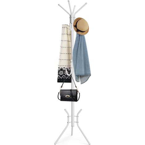 Youyijia Coat Stand Coat Rack Metal Coat Hangers for Clothes Stand 181cm Tall Hall Tree Hanger Stand with 11 Hooks for Jacket Hat Handbags Dress Hanging Stand in Entryway Hallway White (1/5)