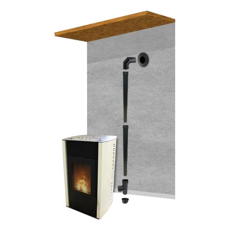 Sivac – Kit complet de fumisterie noir Ø80mm – 1 Té à 90°, 1 bouchon de condensation, 2 longueurs 100 cm, 1 coude à 90° – Tuyaux en simple paroi