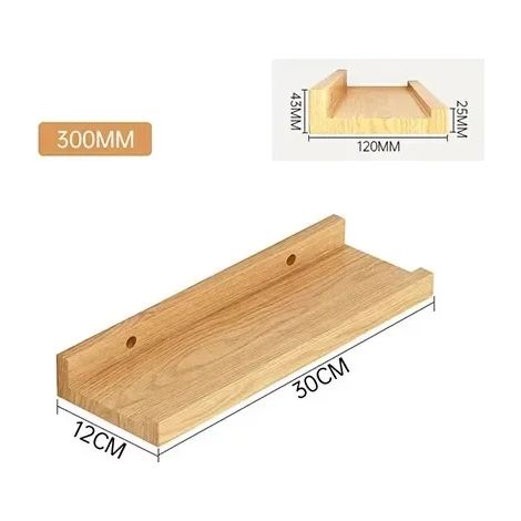 (1 pièce en bois - 30 x 12 cm) Étagère flottante murale en bois en forme de U, support de rangement pour salon, salle de bain et cuisine. (1/5)
