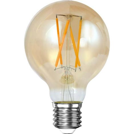 Ampoule globe 7 cm ambré LED filament lumière chaude (E27)