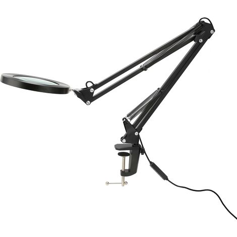Lunette Loupe LED 5X Pliable avec Pince, Lampe de Bureau Dimmable pour Lecture Couture Tricot, Éclairage Réglable (1/5)