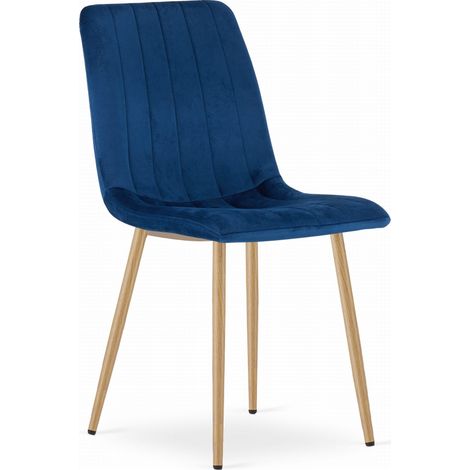 Sedia Lava - velluto blu navy / gambe color legno x 1 (1/5)