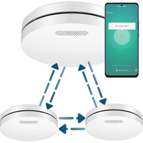 Détecteur de fumée Aroha Smart Connect & Link connectable et WiFi - Batterie 10 ans - Alarme incendie connecte Tuya et Smartlife - 3 pièces (1/5)