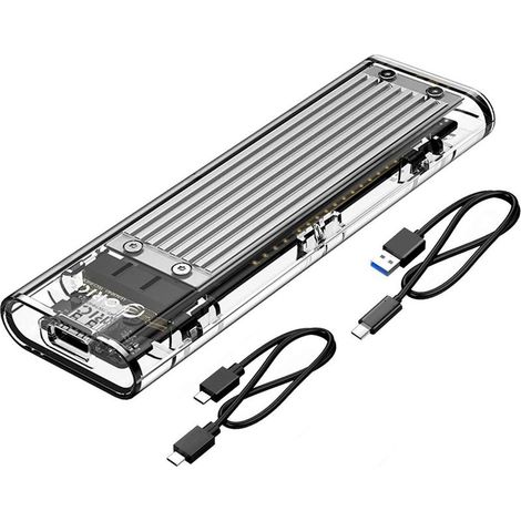 NVMe USB Carcasa SSD M.2 NVMe Adaptador USB3.2 Gen2 10Gbps, Caja para Disco Duro con C to C y C to A Cables, para PCI E M Key 2280, 2260, 2242, 2230 SSD,con UASP y Trim TCM2 (1/5)