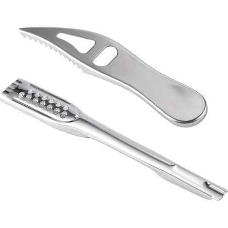 Grattoir à Écailles de Poisson Outil Manuel pour Enlever Écailles en Acier Inoxydable 2 Pièces Sécurité Anti-Coupure Ustensile de Cuisine Professionnel (1/5)