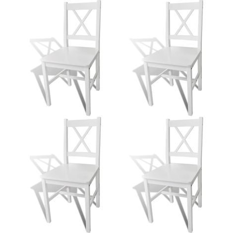 Sillas de comedor 4 unidades madera de pino blanco vidaXL (1/5)