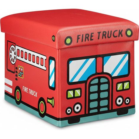 Caja de juguetes de plástico con tapa de caja, puf plegable para niños, taburete rojo 1300007813 (1/3)
